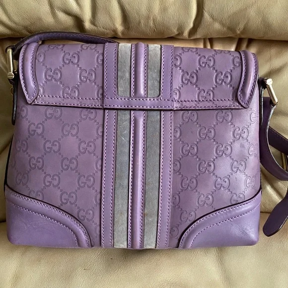 Gucci GG Embossed Guccissima Leather Treasure Bag Lavender Lock/Key Chain COA - Picture 6 of 15